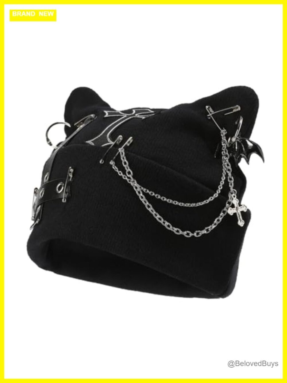 Goth Cat Ear Beanie Knitted Hat Punk Grunge Y2K Streetwear